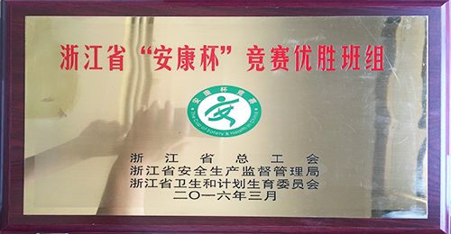 浙江省“安康杯”競賽優勝班組獎牌（2016年）