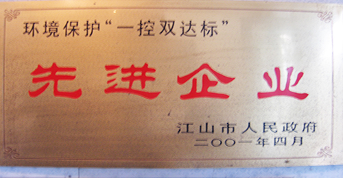 2001江山市一控雙達標先進企業獎牌（2001年）